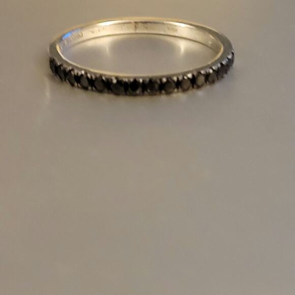 Sterling Silver Black Spinel Eternity Ring 6.25 - Picture 3 of 7